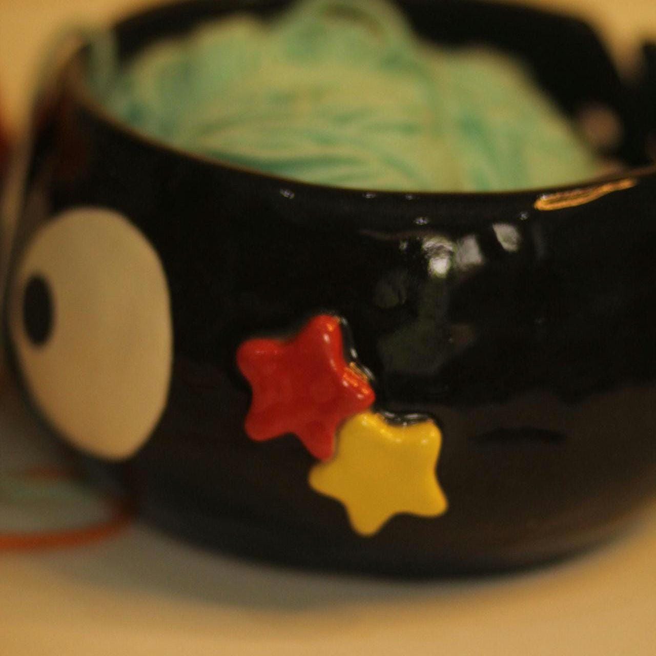 Handmade Unique Soot Ceramic Yarn Bowl