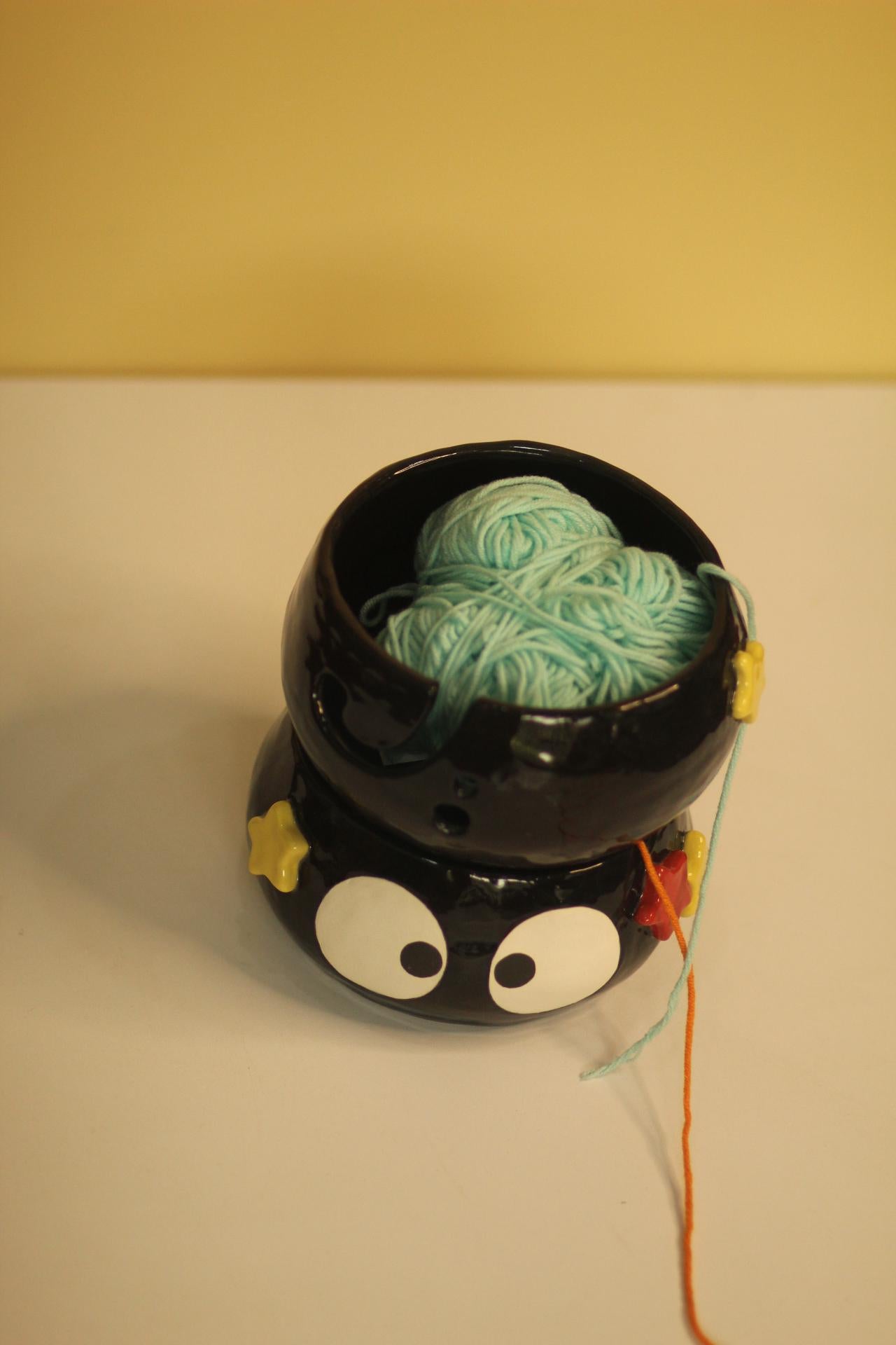 Handmade Unique Soot Ceramic Yarn Bowl