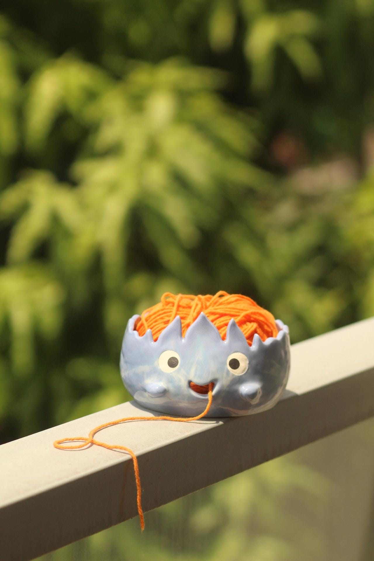 Cute Handmade Fire Demon Ceramic Yarn Bowl