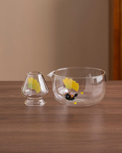 Cute Cat Glass Matcha Bowl