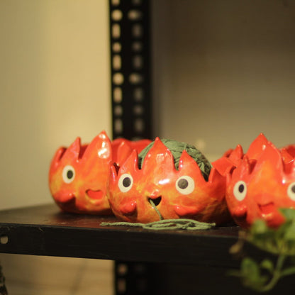 Cute Handmade Fire Demon Ceramic Yarn Bowl