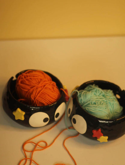 Handmade Unique Soot Ceramic Yarn Bowl